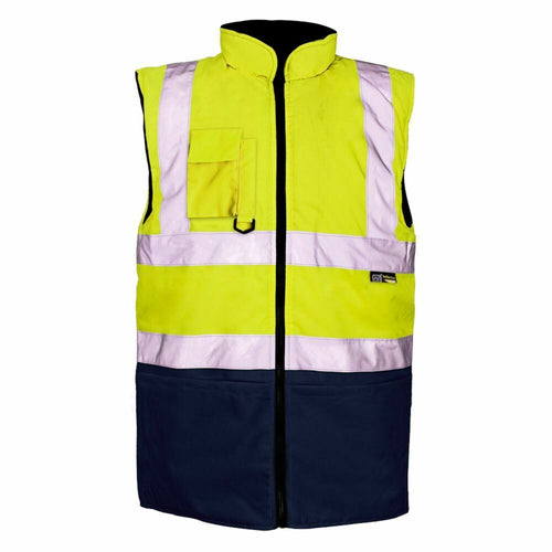 Hi-Vis Reflective 2-Tone Bodywarmer Yellow/Navy - XL