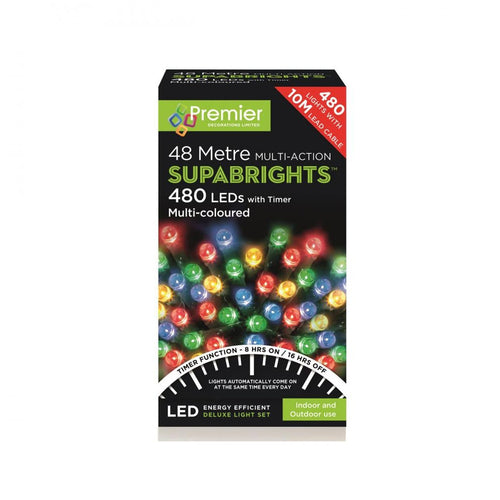 Premier Decorations - 480 LED Multi-Action Supabrights - Multi-Coloured