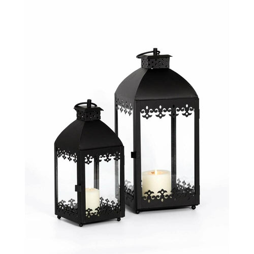 Set of 2 Metal Lanterns - Black