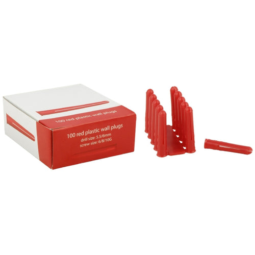 Tucks Plastic Plugs Red 100PC (6 8 10 Screws)