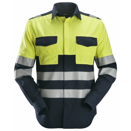 Snickers - ProtecWork, Long Sleeve Welding Shirt, High-Vis Class 1 - Navy/High Visibilty Yellow