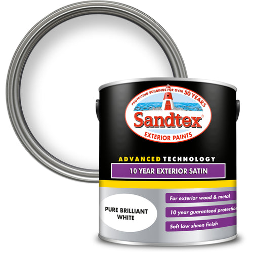 Sandtex 10 Year Satin Brilliant White 2.5L