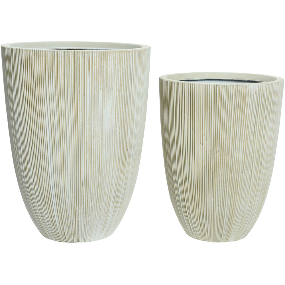 Lennox Plastic Planter Set of 2 - Off White