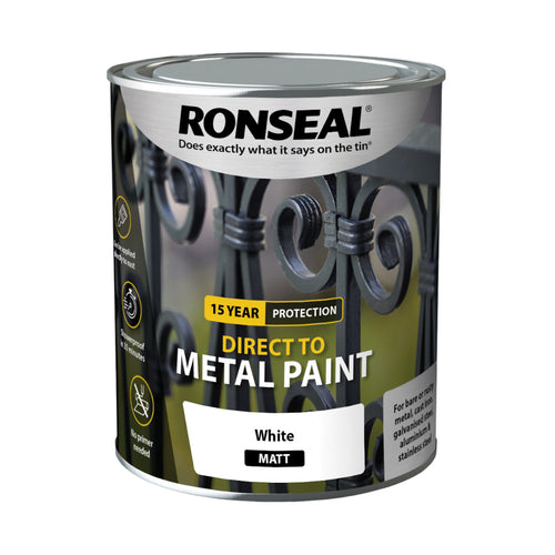 Ronseal Direct to Metal Paint White Matt 750ml