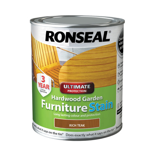 Ronseal Ultimate Protection Hardwood Garden Furniture Stain Rich Teak 750ml