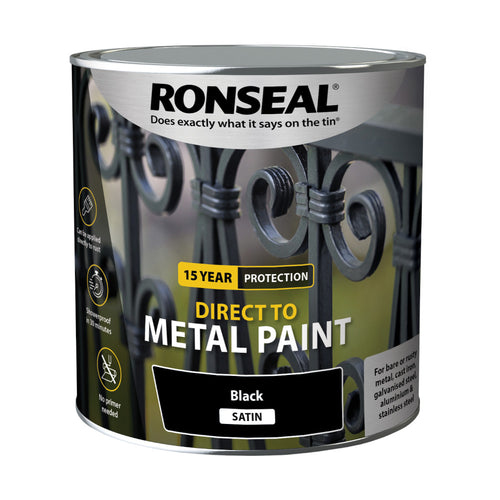 Ronseal Direct to Metal Paint Black Satin 2.5L