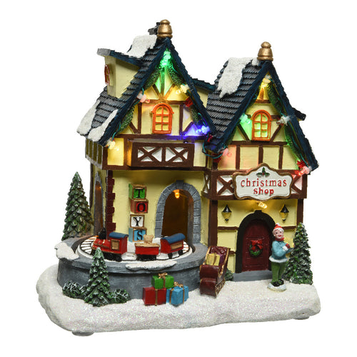 LED Christmas Shop Village Scene - 21cm