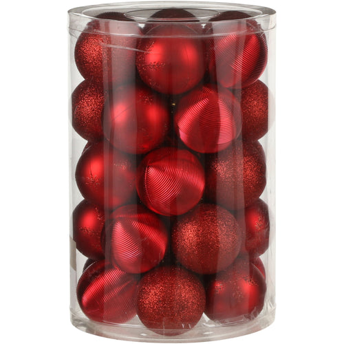 Red Christmas Baubles - 50pk