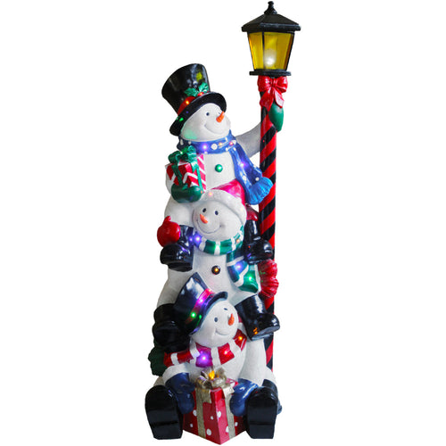 LED Stacking Snowmen with Lantern - 49in