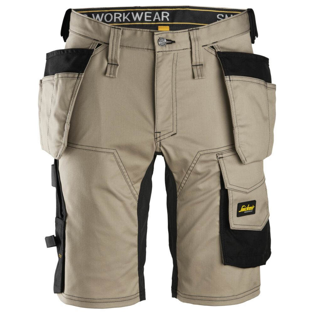 Snickers - AllroundWork, Stretch Shorts Holster Pockets - Khaki\\Black