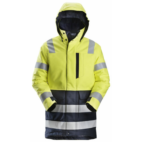 Snickers - ProtecWork, Insulated Parka, High-Vis Class 3 - High Visibility Yellow - Navy