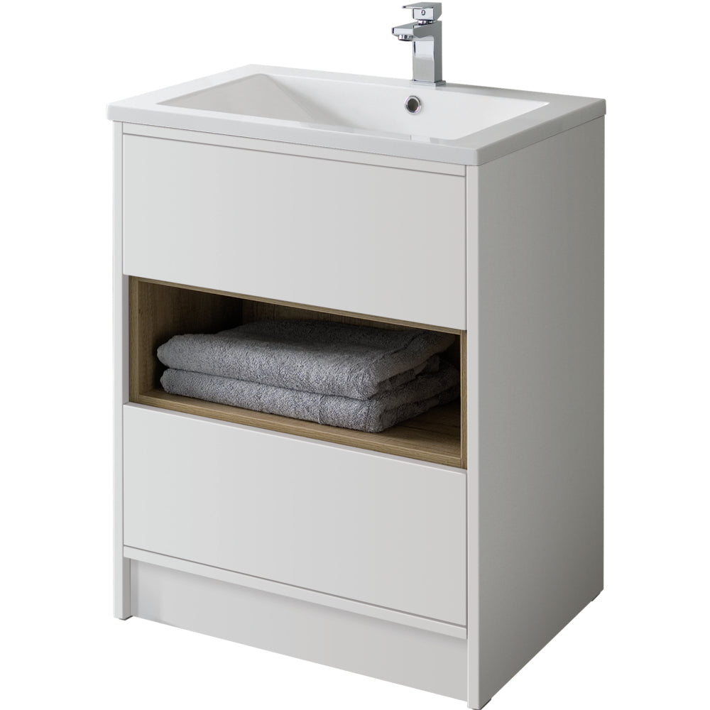 Lucca 600mm Floor Standing Unit Only - Gloss White