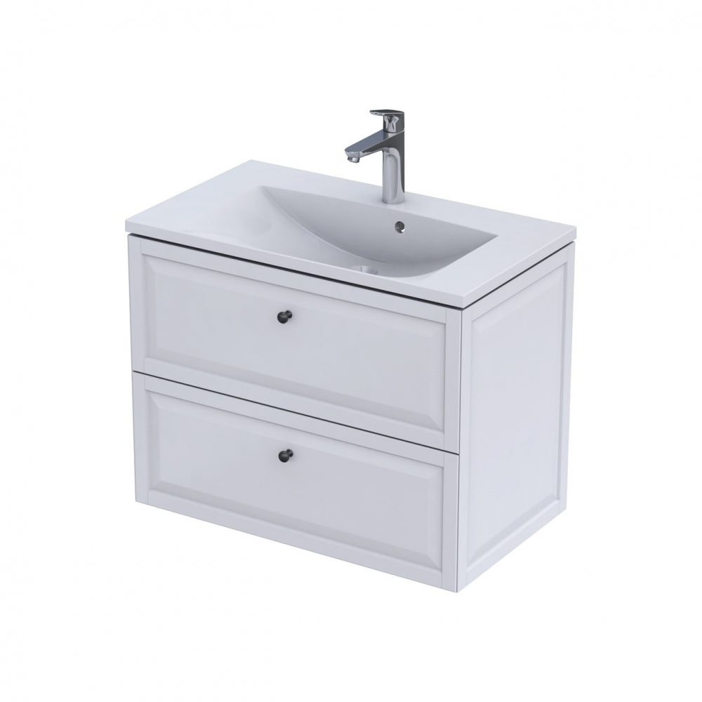 Armavit - 80cm 2 Drawer Vanity Unit - Matt White - (Exc Basin)