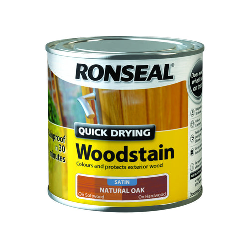 Ronseal Quick Drying Woodstain Natural Oak Satin 250ml