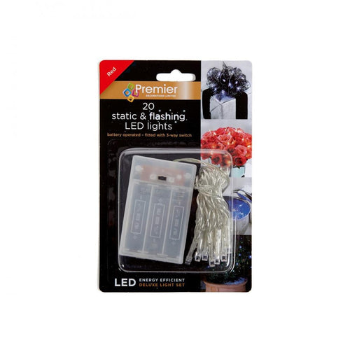 Premier Decorations - 20 Battery Operated Lights - Red