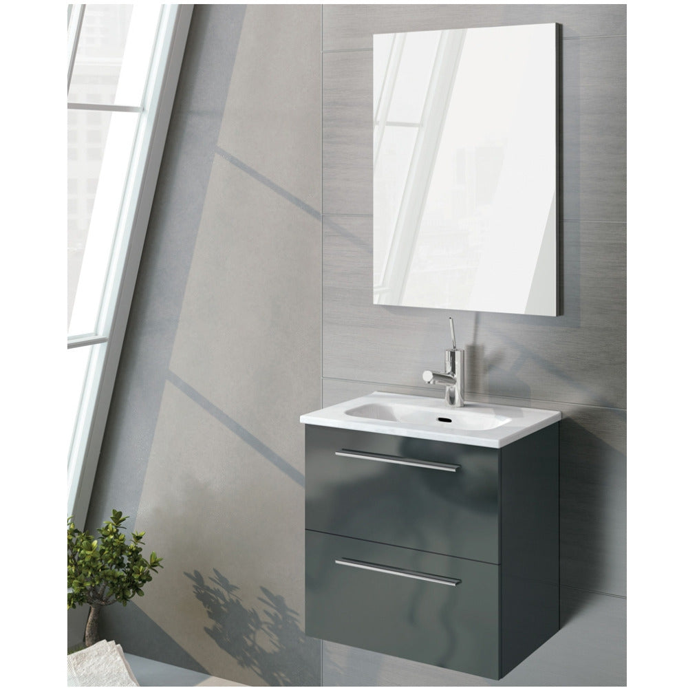 Paris Wall Hung 2 Drawer Vanity Unit Gloss Grey - 500mm