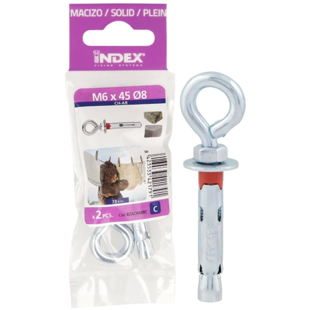 Index Prepack Sleeve Anchor Eye Bolt M10x70 Dia12 Pack2