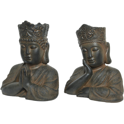 Buddha Head Planter - Brown Wash - 2 Assorted