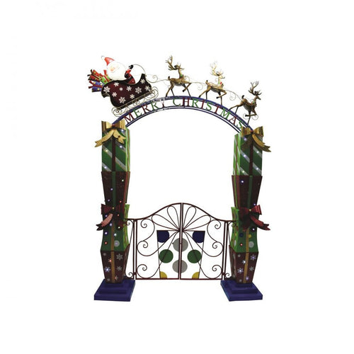 Premier Decorations - Lit Metal Christmas Archway - 2.9m - Red, Green