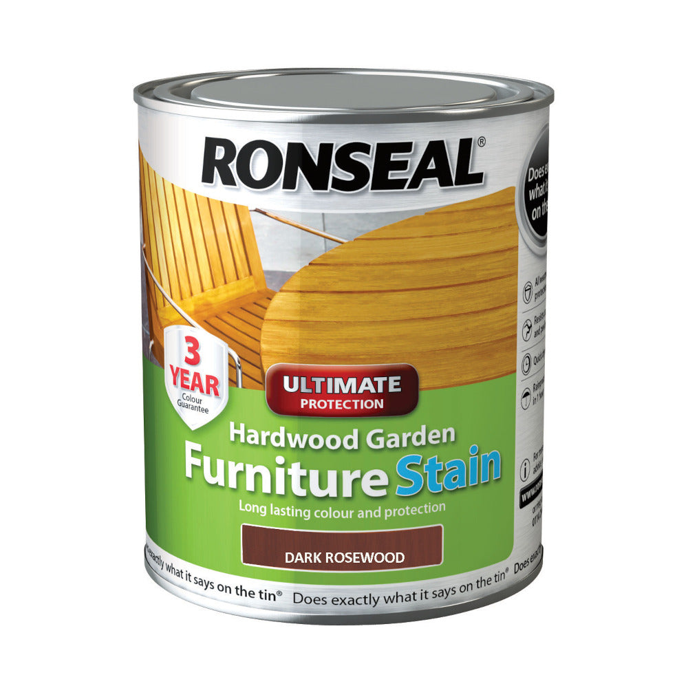 Ronseal Ultimate Protection Hardwood Garden Furniture Stain Dark Rosewood 750ml