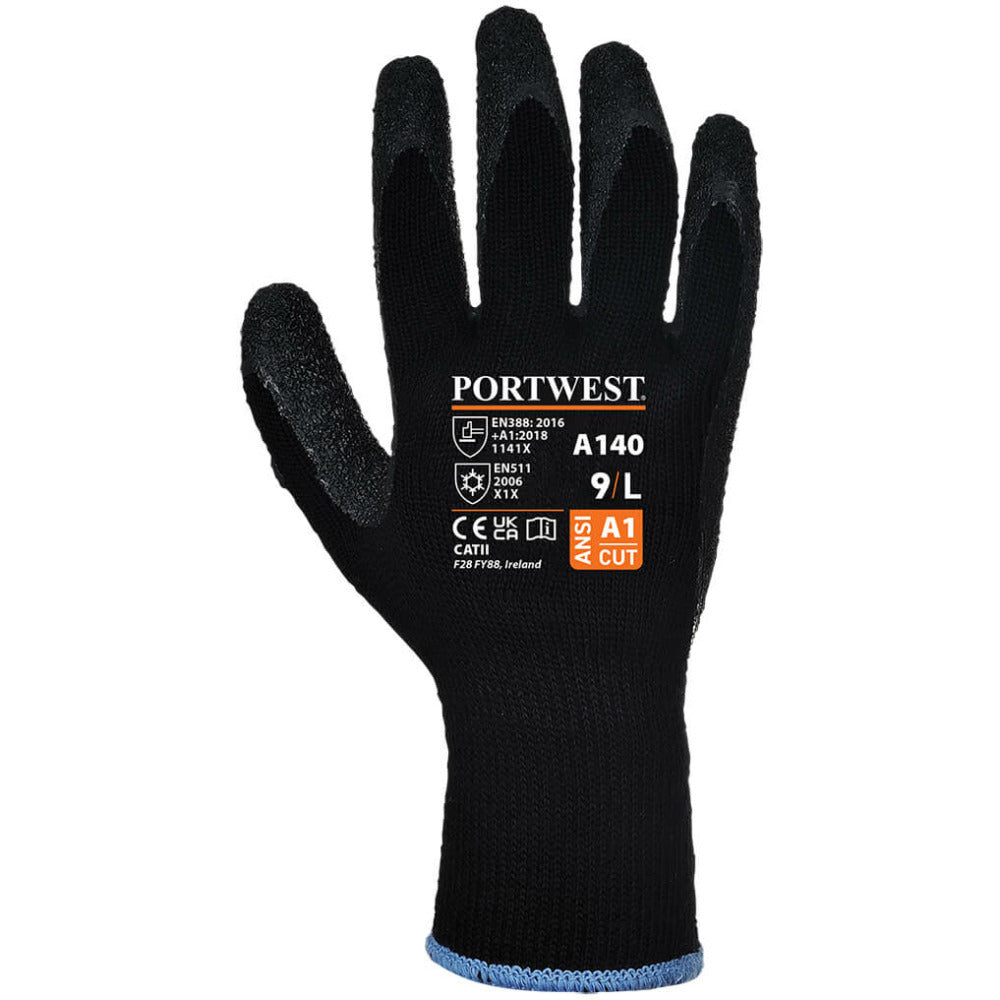 Portwest - Thermal Grip Glove - Latex - Black