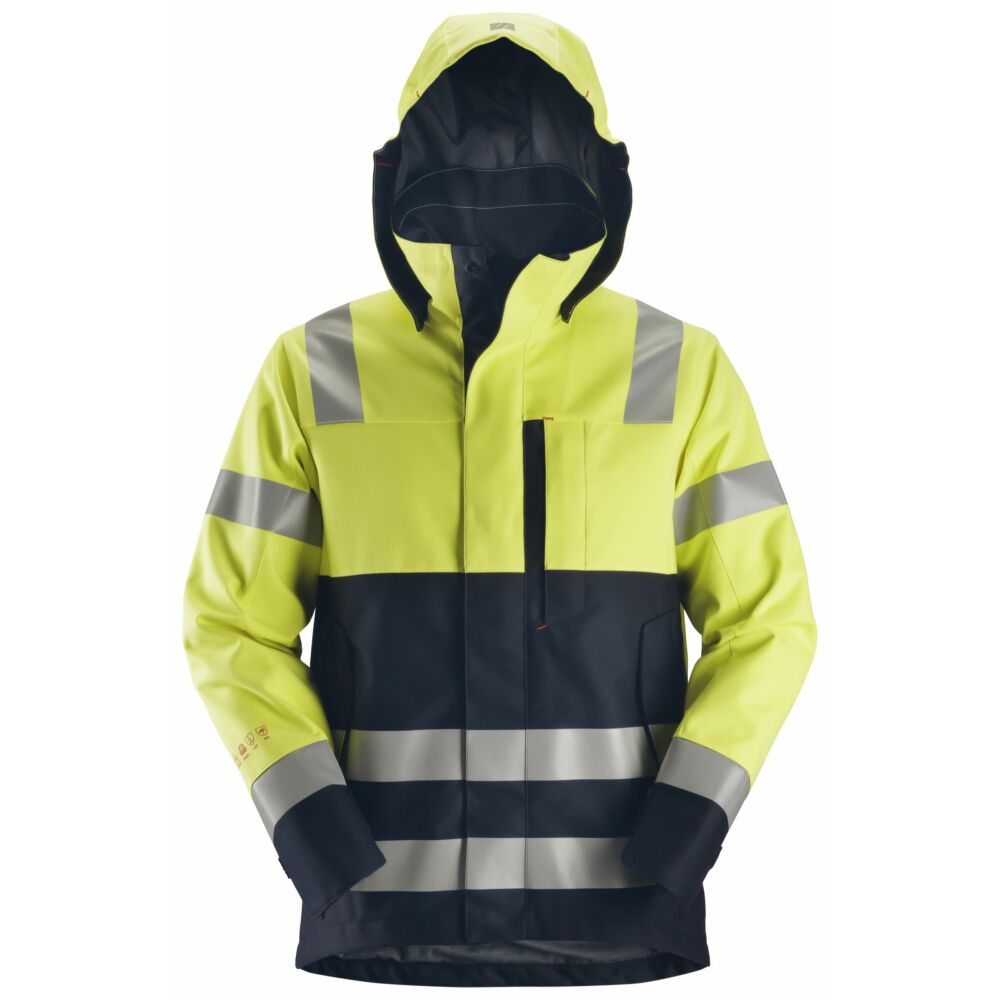 Snickers - ProtecWork, Waterproof Shell Jacket, High-Vis Class 2 - High Visibility Yellow - Navy