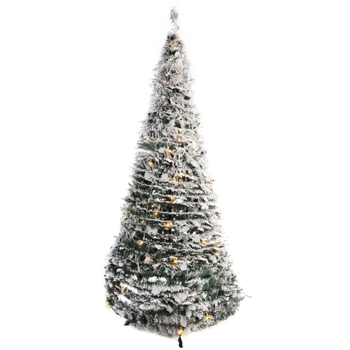 Pre-Lit Holly Flock Pop-Up Tree - 6ft