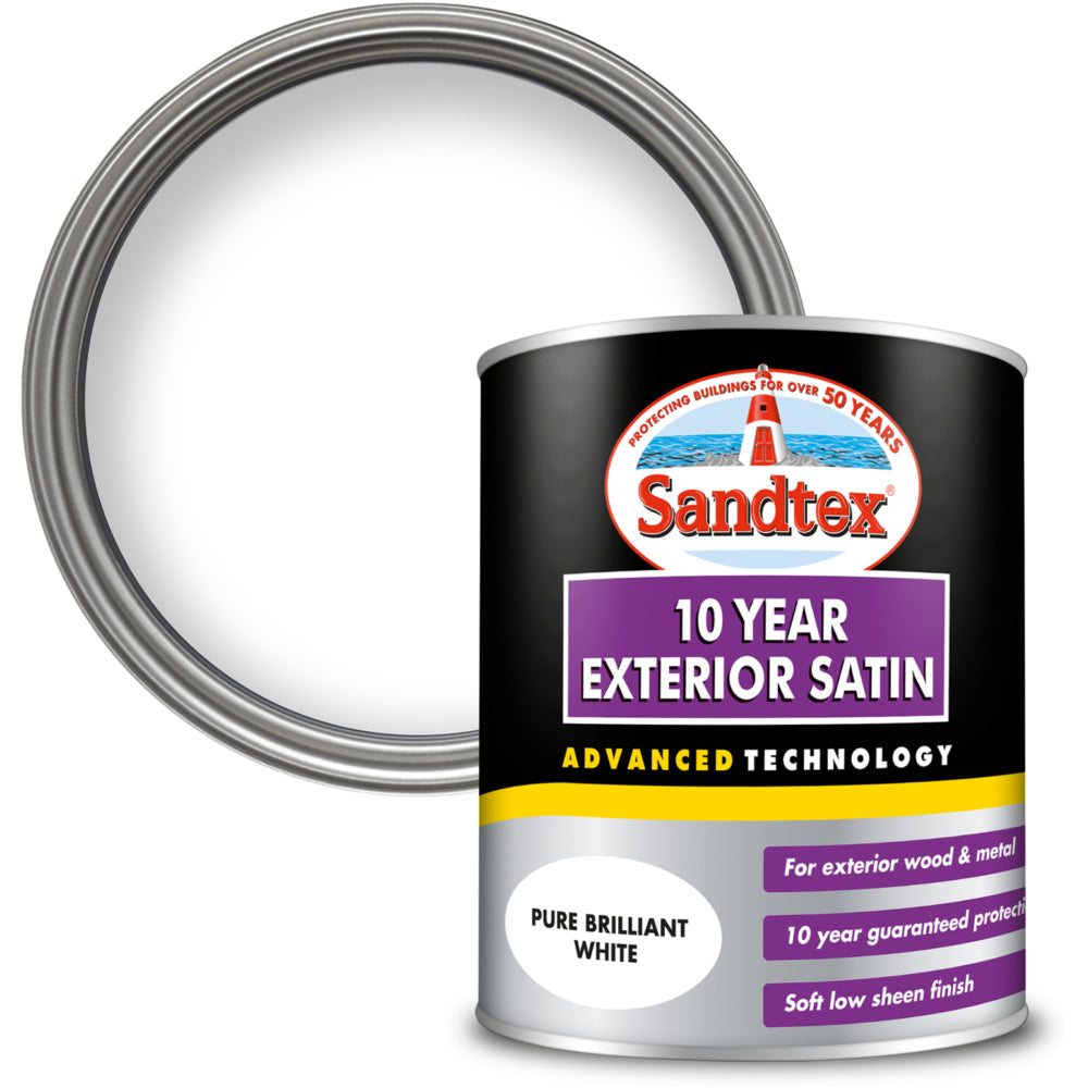 Sandtex 10 Year Satin Brilliant White 750ml