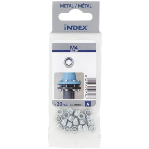 Index Prepack Nyloc Nut M4 Pack20