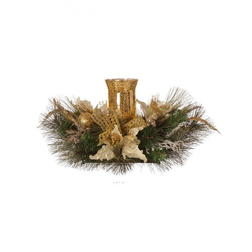 Festive - 60cm Christmas Table Centrepiece Candle Holder - Gold