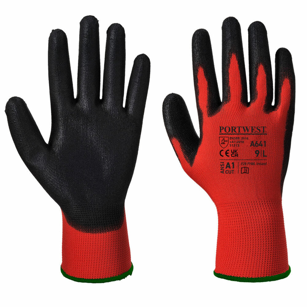 Portwest - Red - PU Glove - Red/Black