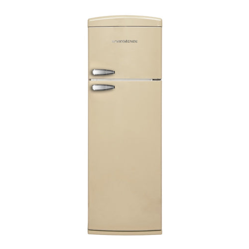 NordMende 605mm Freestanding Retro 1791mm Tall Top Mount Fridge Freezer Gloss Cream