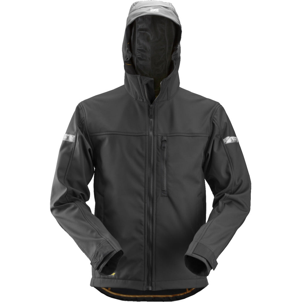 Snickers - AllroundWork, Soft Shell Jacket with Hood - Black\\Black