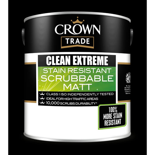 Crown Trade Clean Extreme Stain Resistant Scrubbable Matt Base Crystal Dark 2.5L
