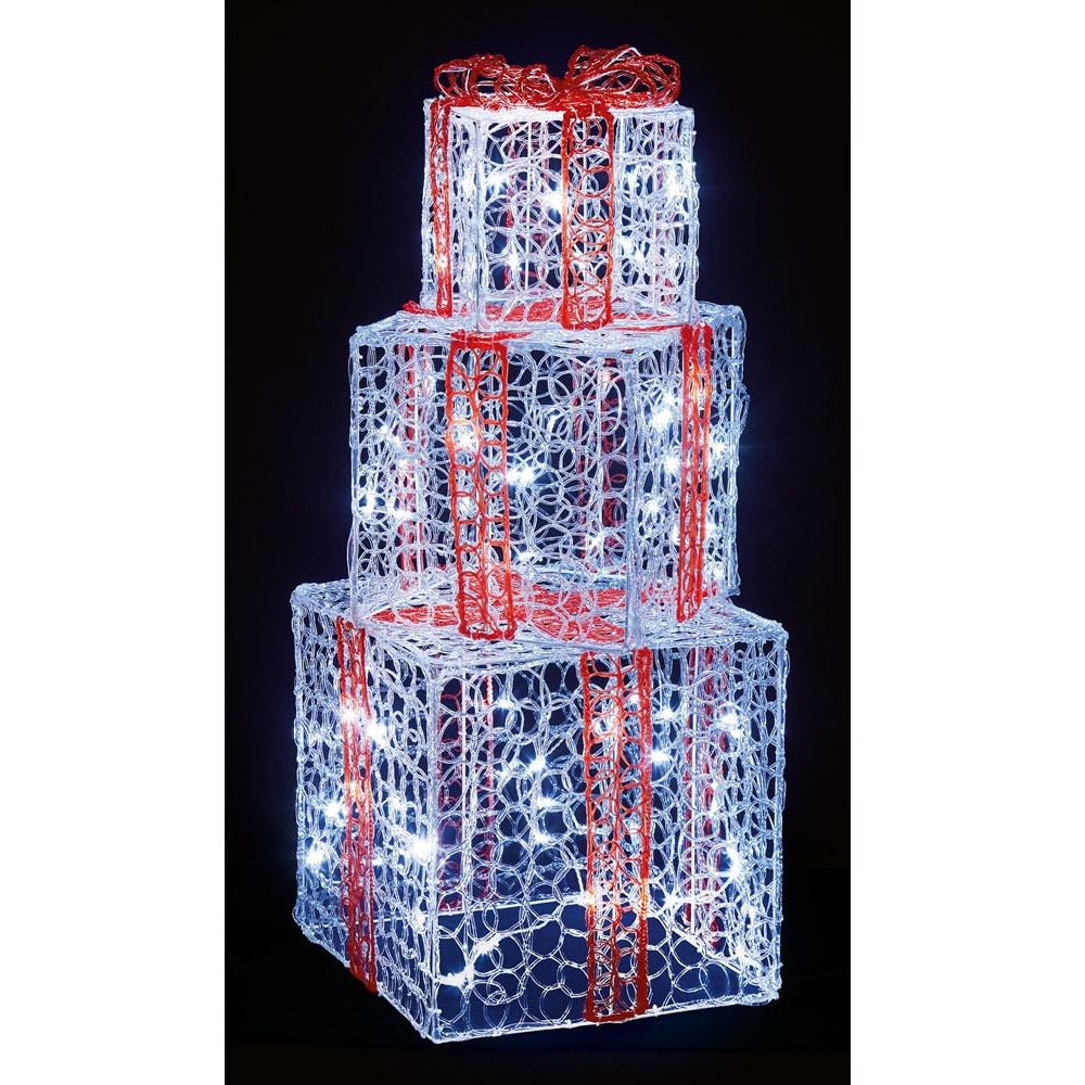 Premier Decorations - LED Soft Acrylic Set of 3 Parcels with Red Bow