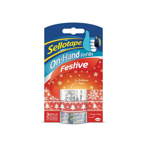 Sellotape - On-Hand Festive Refills - 3 Rolls - Clear