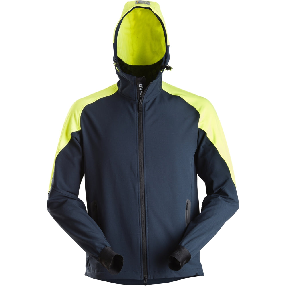 Snickers - FlexiWork, Neon Full Zip Hoodie -  Navy - Neon