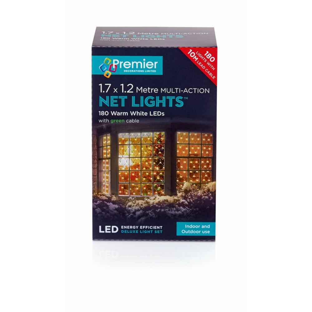 180 LED Multi-Action Net Lights Warm White - 1.75m x 1.2m