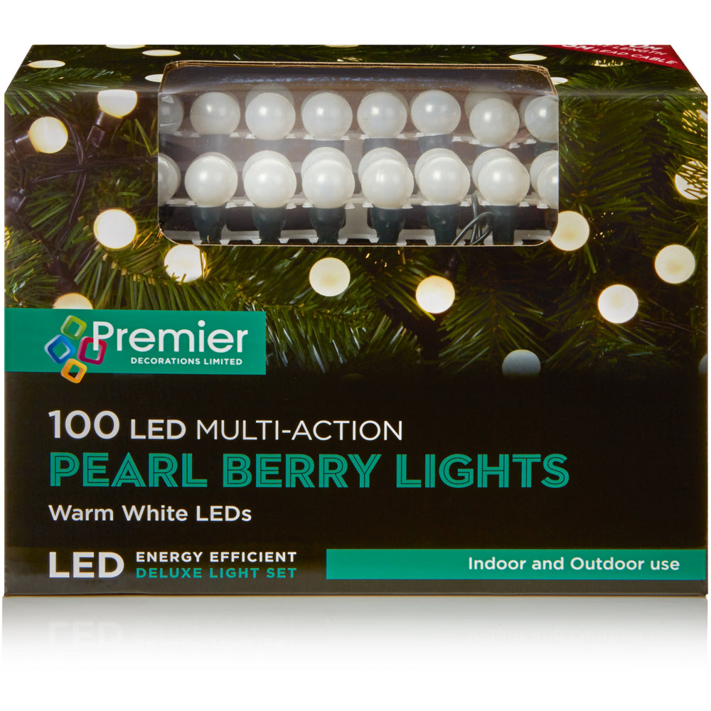 100 LED Multi-Action Pearl Berry Lights -  Warm White