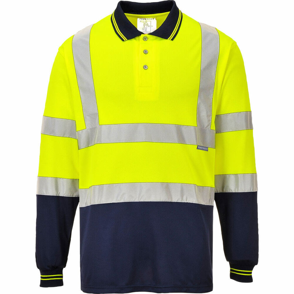 Portwest  - Two-Tone Long Sleeved Polo - Yellow/Navy