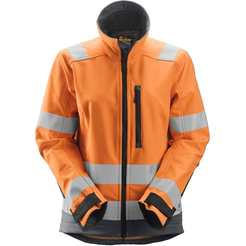Snickers - AllroundWork, Women's High-Vis Softshell Jacket Class 2/3 - High vis orange\\Steel grey