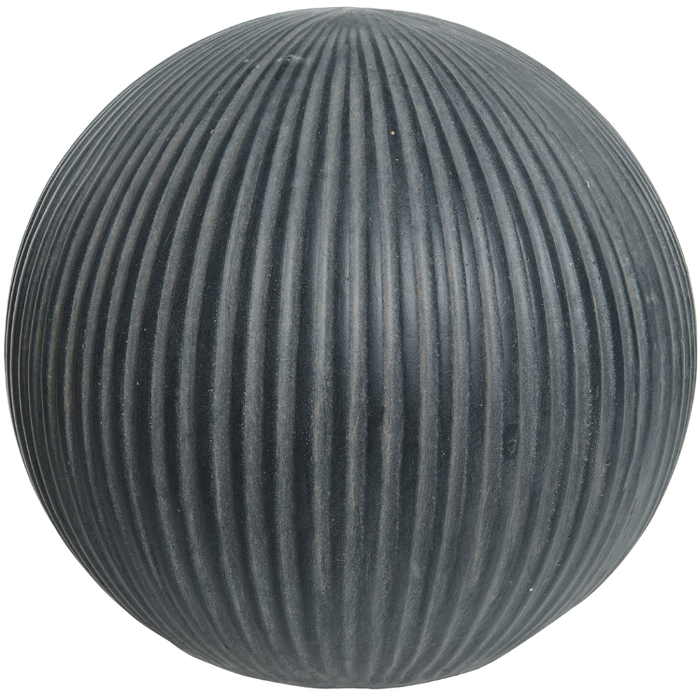 Fibre Clay Ribbed Small Garden Sphere - Anthracite