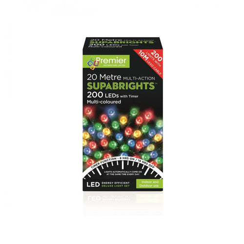 Premier Decorations - 200 LED Multi-Action Supabrights - Multi Coloured