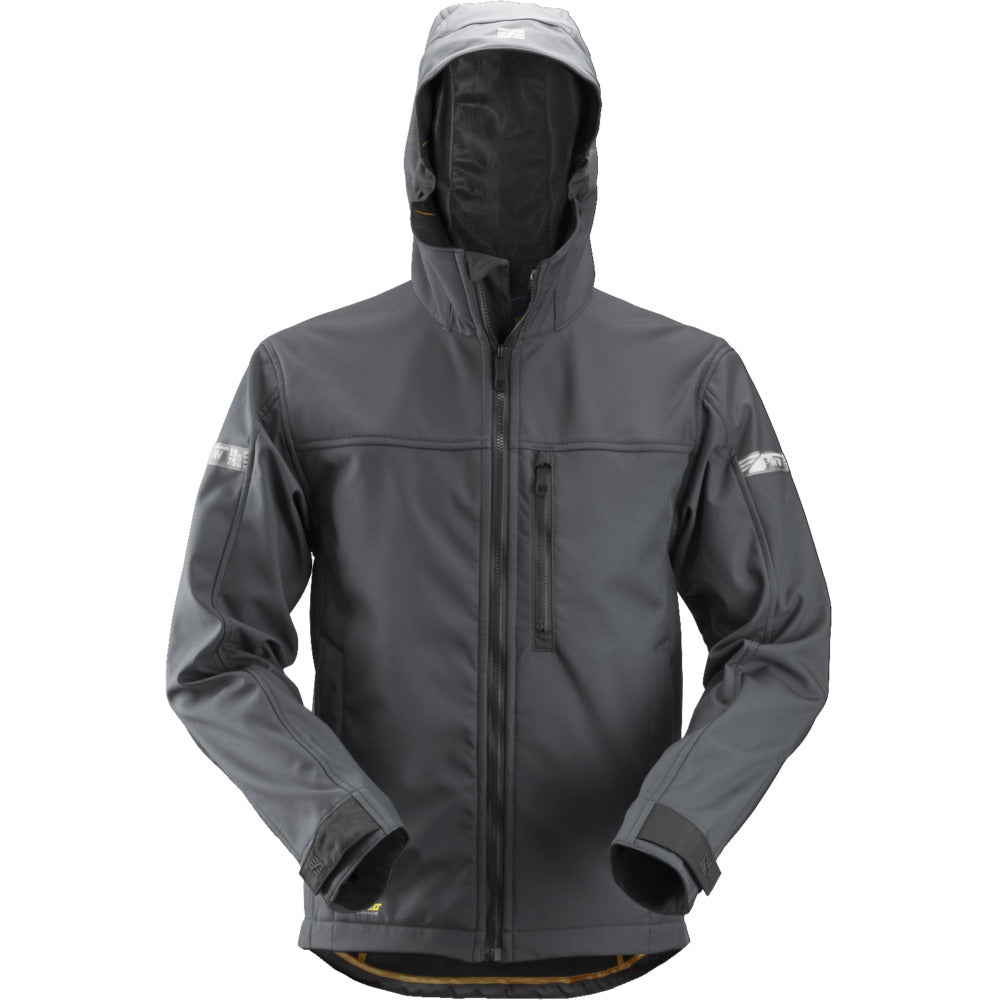 Snickers - AllroundWork, Soft Shell Jacket with Hood - Steel grey\\Black