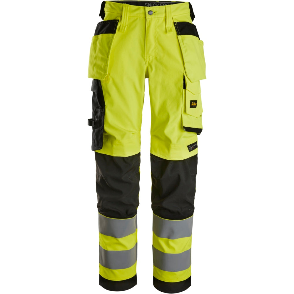 Snickers - High-Vis, Class 2 Women's Stretch Trousers Holster Pockets - High vis yellow\\Black