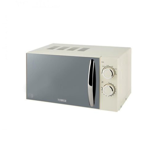 Tower - Microwave with Mirror Door Cream 800w - 20ltr