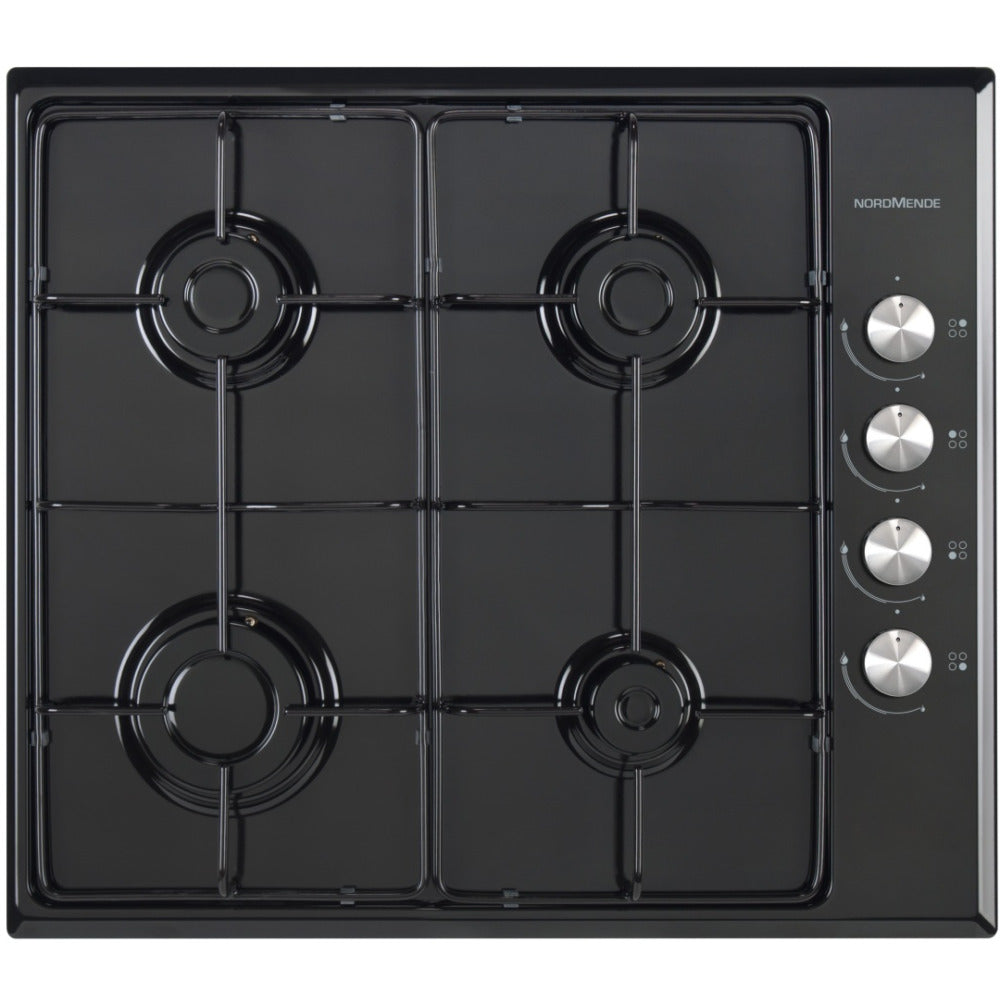 NordMende 60cm 4 x Burner Gas Hob Enamel Pan Supports Black