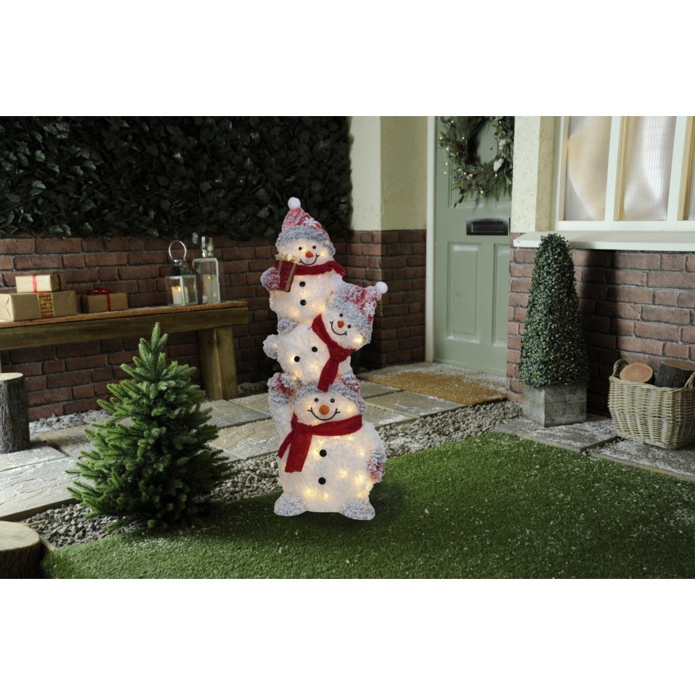 Festive LED Lit Snowy Snowman Family - 105cm