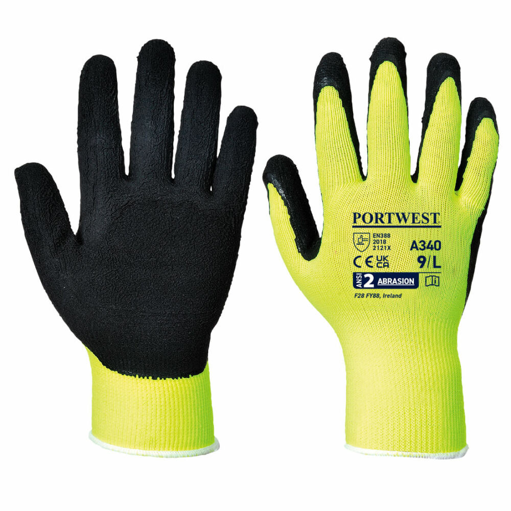 Portwest - Hi-Vis Grip Glove - Latex - Yellow