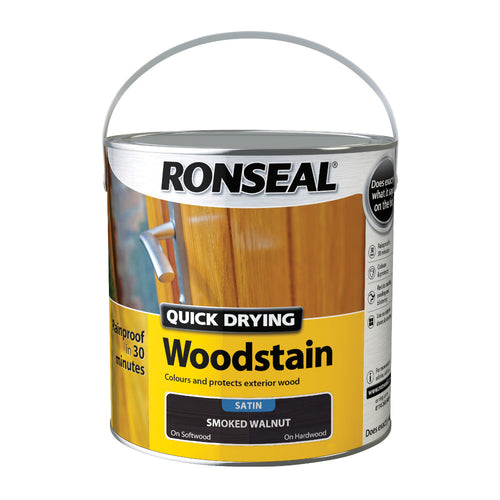 Ronseal Quick Drying Woodstain Smoked Walnut Satin 2.5L